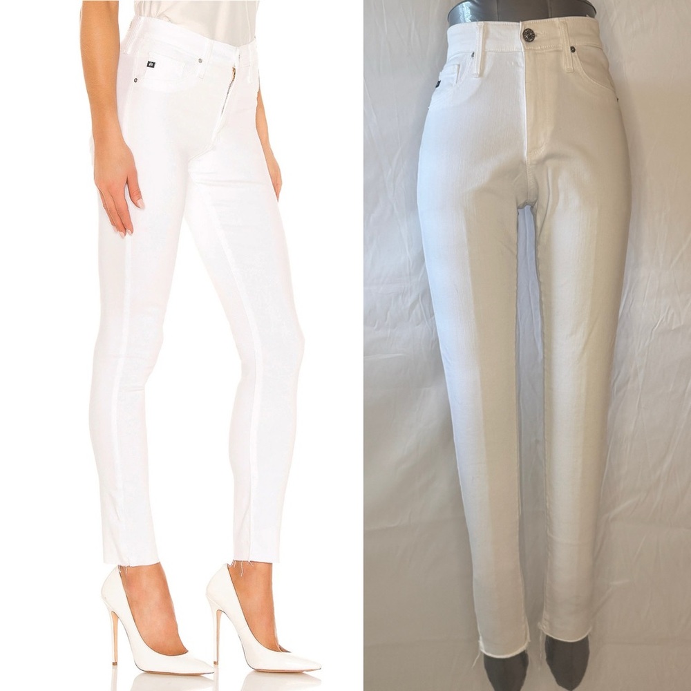 AG Farrah Skinny Ankle High Rise White Jeans